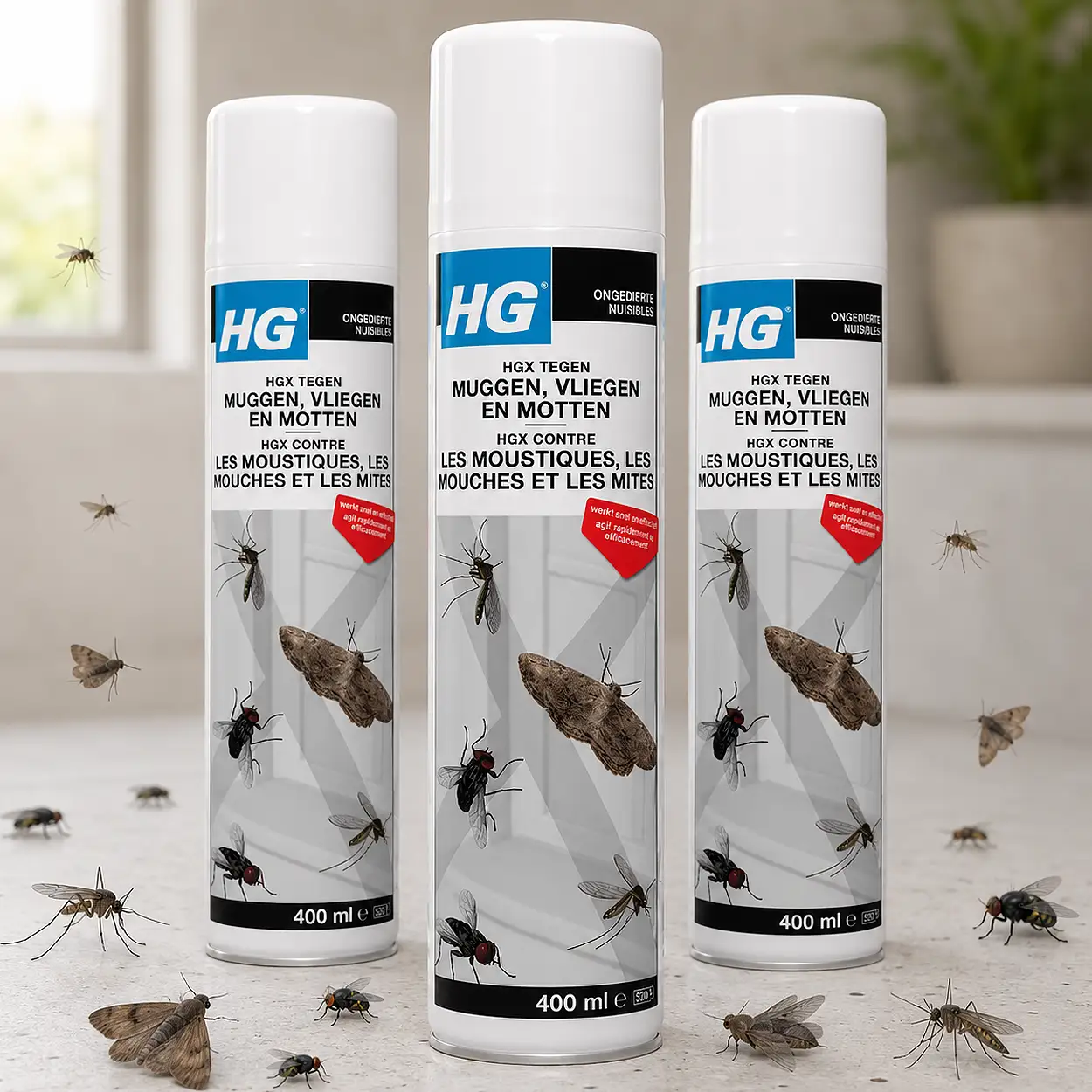 3x HG Tegen Muggen, Vliegen en Motten 400ml 3 3x HG Tegen Muggen Vliegen en Motten 400ml