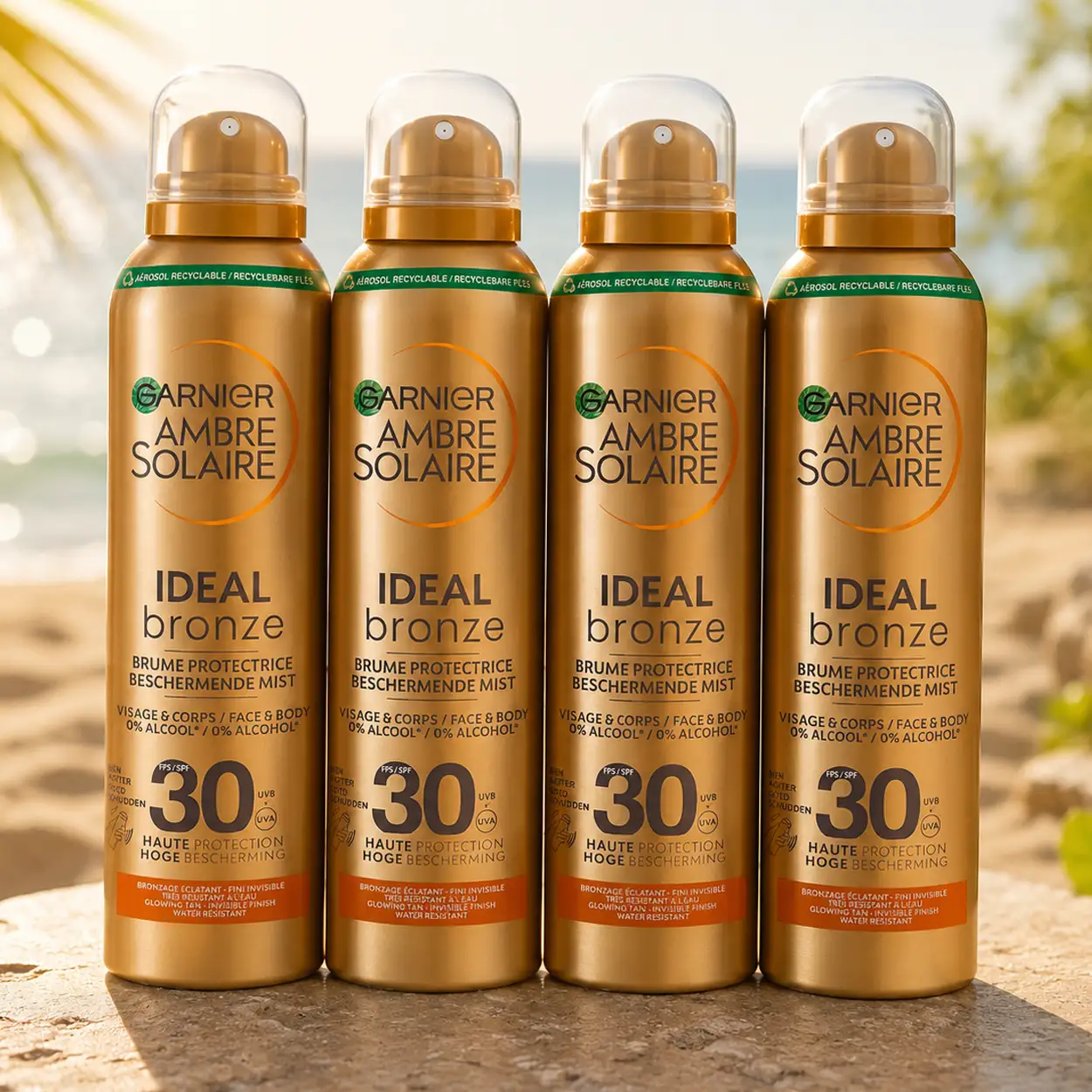 4x Garnier Ambre Solaire Ideal Bronze Beschermende Mist SPF30 150ml 3 4x Garnier Ambre Solaire Ideal Bronze Beschermende Mist SPF30 150ml