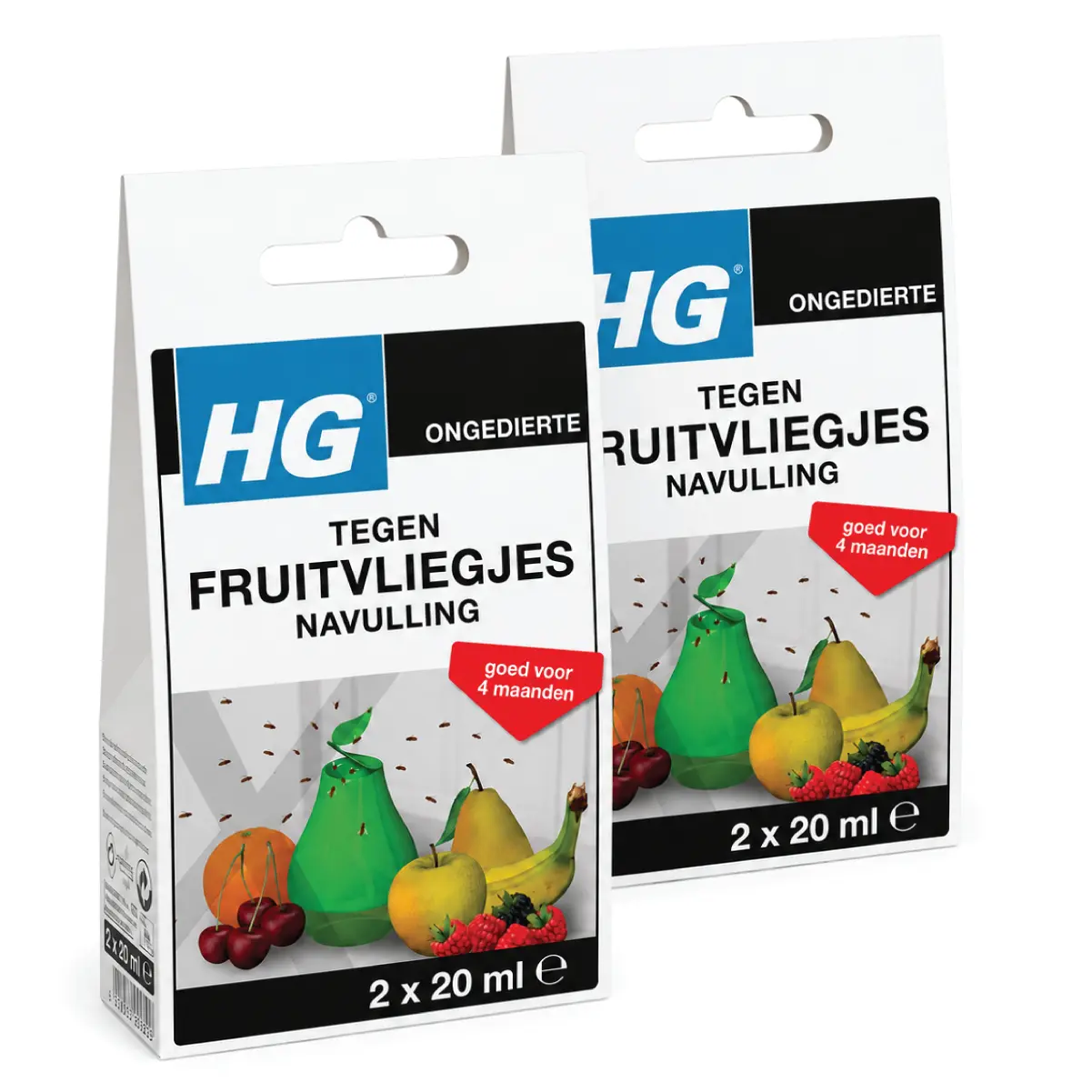 2x HG Tegen Fruitvliegjes Navulling | Effectief & Langdurig (40ml) 3 2x HG Fruitvliegjesval Navulling