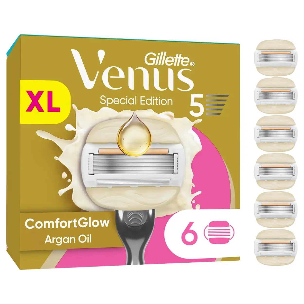 Gillette Venus ComfortGlow Scheermesjes 6-pack 2 Gillette Venus ComfortGlow Scheermesjes 6-pack