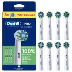 🦷 Oral-B Pro CrossAction Opzetborstels Wit 8-pack | Originele Vervangende Borstelkoppen