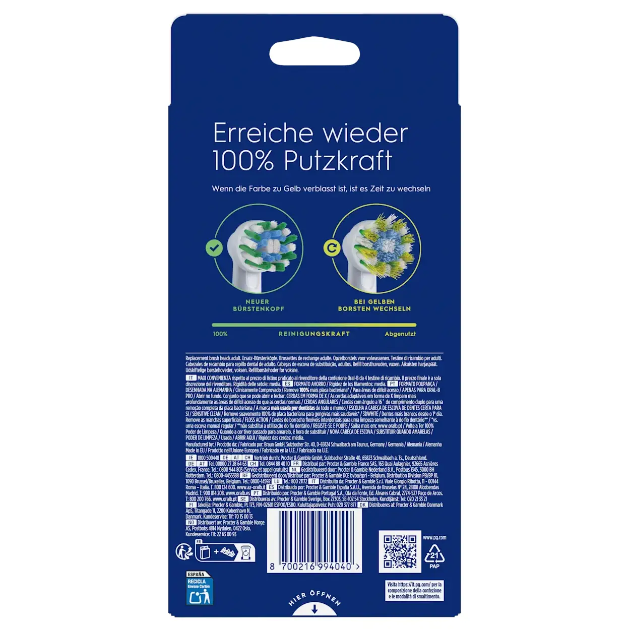 🦷 Oral-B Pro CrossAction Opzetborstels Wit 8-pack | Originele Vervangende Borstelkoppen 4 🦷 Oral-B Pro CrossAction Opzetborstels Wit 8-pack | Originele Vervangende Borstelkoppen - Afbeelding 3