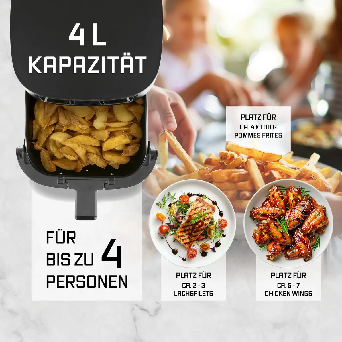 GOURMETmaxx Airfryer 4L | Touchscreen & 9 Functies 3 GOURMETmaxx Airfryer 4L | Touchscreen & 9 Functies - Afbeelding 2