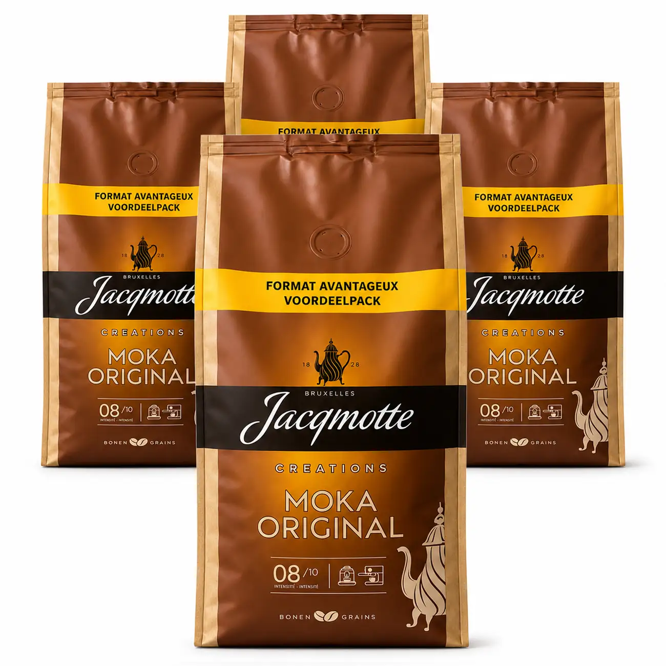 4x Jacqmotte Moka Original Koffiebonen - Intensiteit 8 - 900g 3 4x Jacqmotte Moka Original Koffiebonen