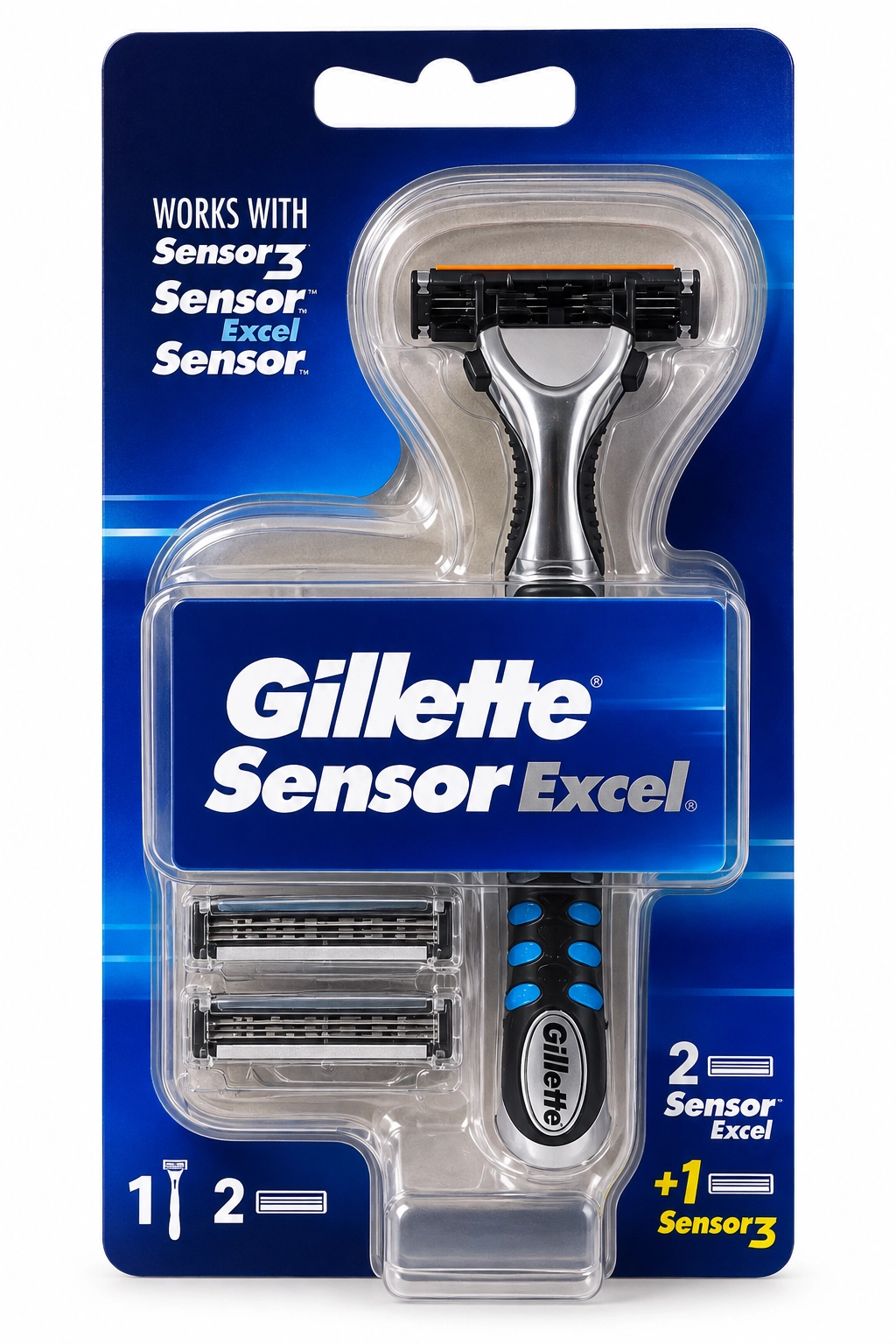 Gillette Sensor Excel Scheersysteem Houder met 3 Mesjes 3 Gillette Sensor Excel Scheersysteem Houder met 3 Mesjes