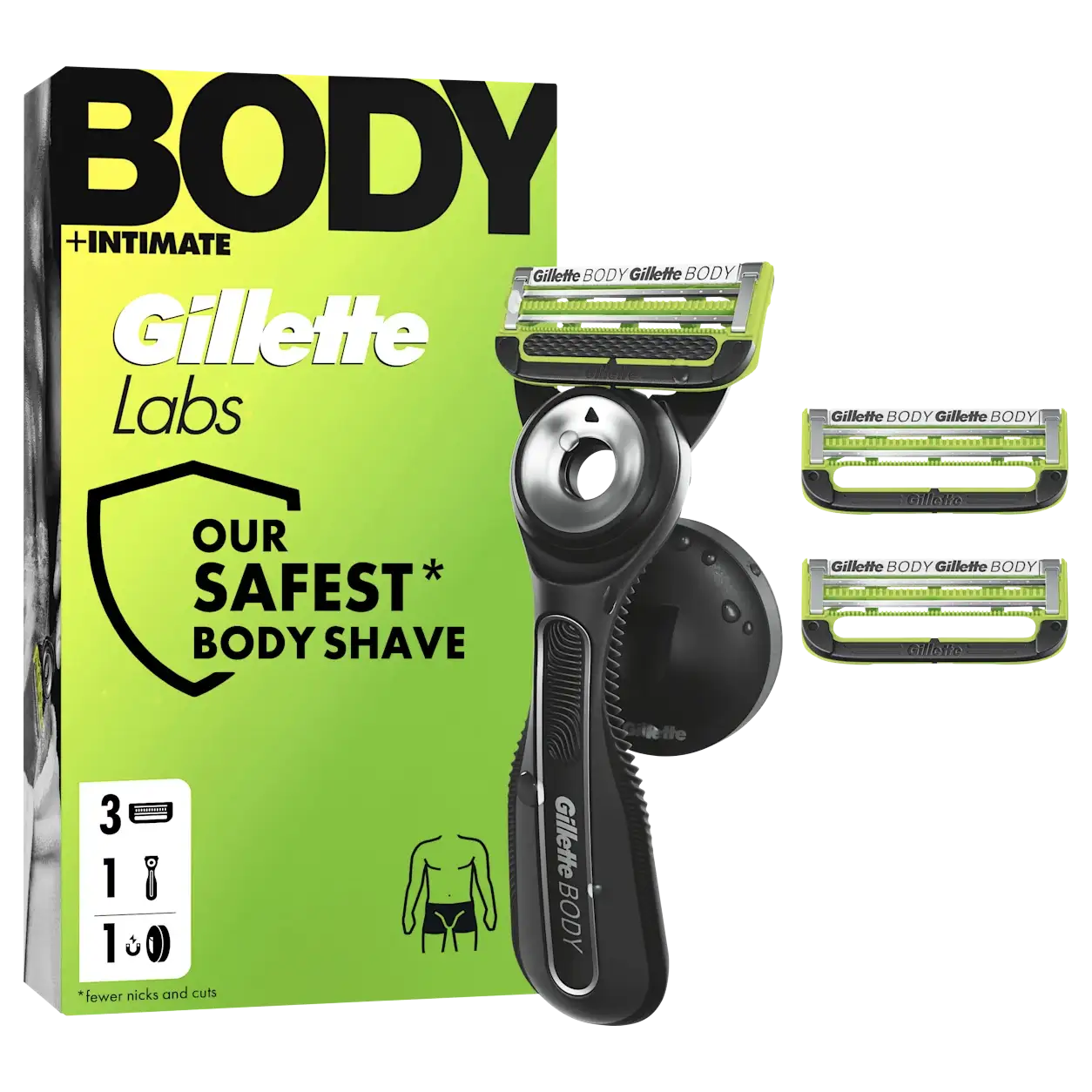 GilletteLabs Body Intimate Scheermes met 3 Mesjes 3 GilletteLabs Body Intimate Scheermes met 3 Mesjes