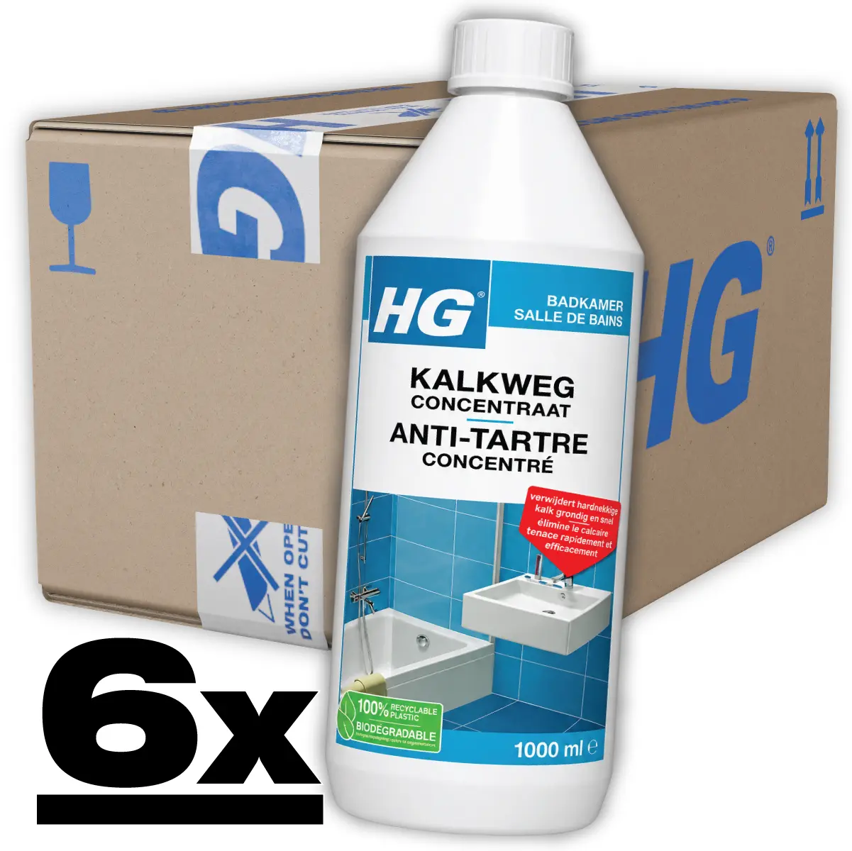 6x HG Kalkweg Concentraat 1 Liter Tegen kalk, roest & urinesteen 3 6x HG Kalkweg Concentraat 1 Liter Tegen kalk, roest & urinesteen