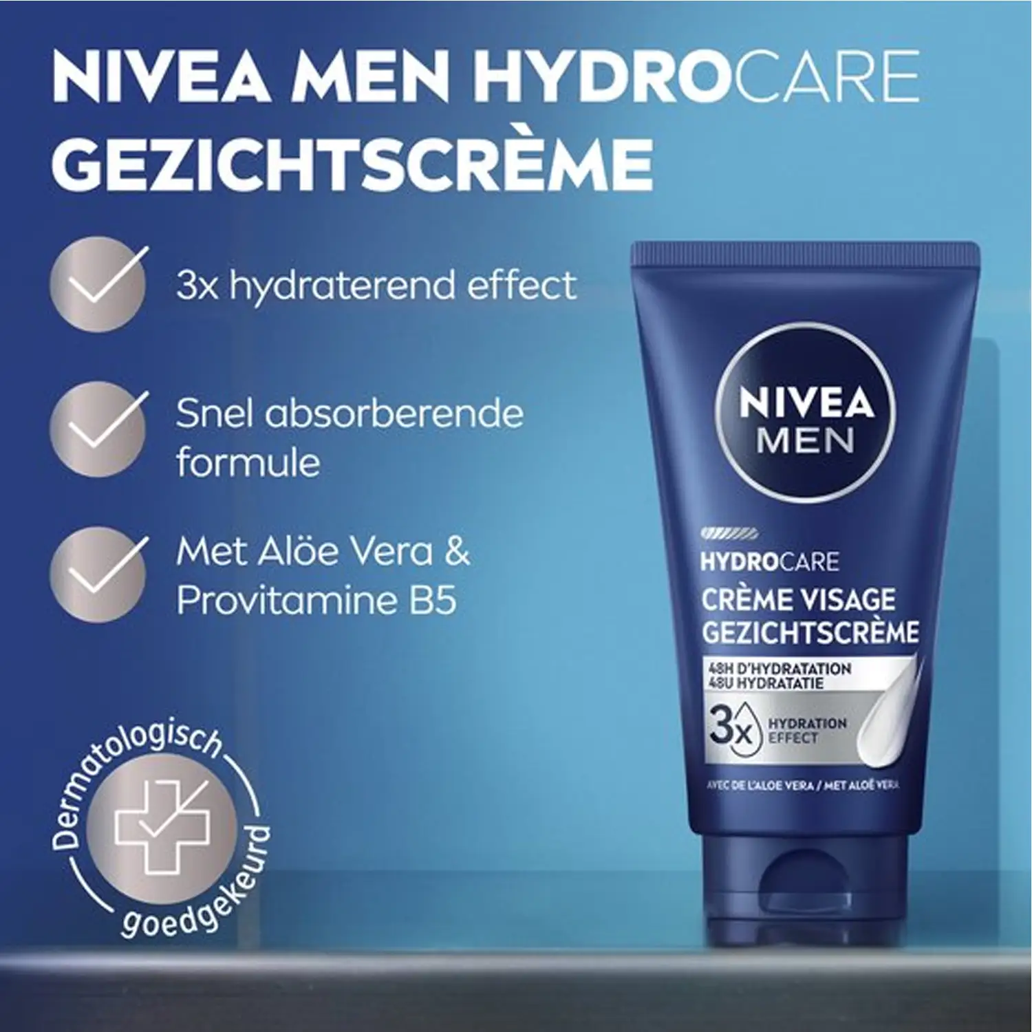 NIVEA MEN Hydrocare Gezichtscrème 75ml – Hydraterend met Aloë Vera & Pro-Vitamine B5 4 NIVEA MEN Hydrocare Gezichtscrème 75ml – Hydraterend met Aloë Vera & Pro-Vitamine B5